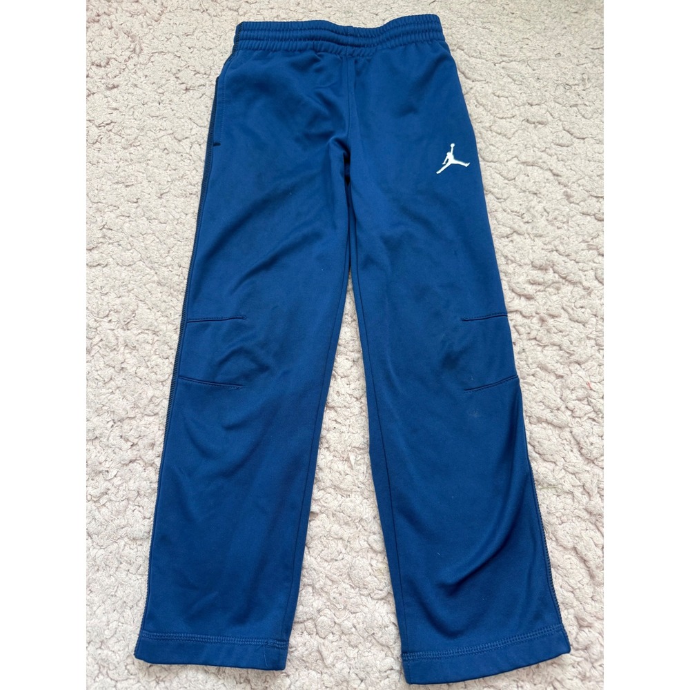 Jordan Boys Blue Open Hem Sweatpants Jumpman Athletic Track Pants - size 6-7